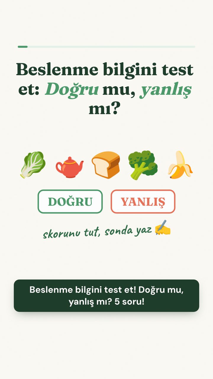 Beslenme Bilgini Test Et: Doğru mu, Yanlış mı? (5 Soru)
